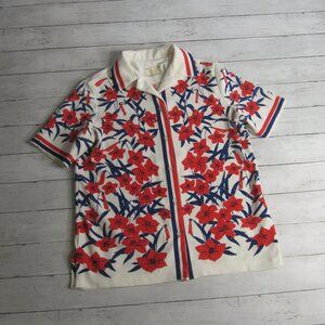 Lady Bonaire Vintage Women's Floral Knit Top Size 40 L XL MCM Short Sleeve